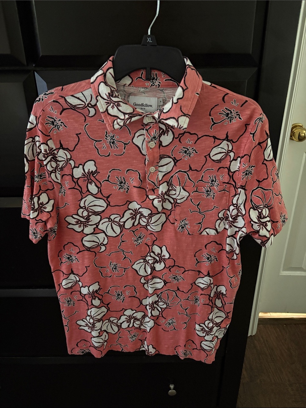 Goodfellow & Co Coral Pink Floral Polo